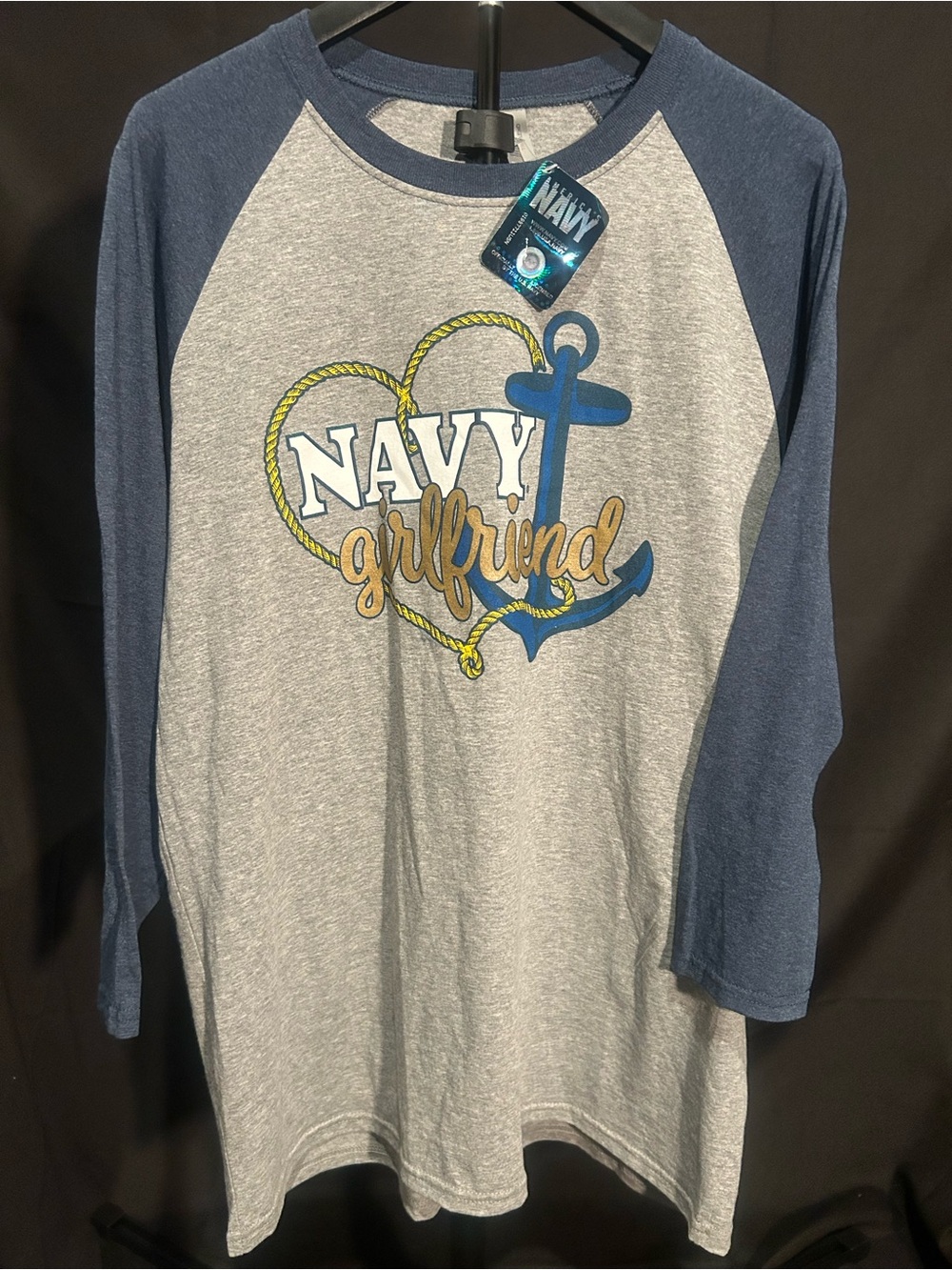 NWT Navy Girlfriend Raglan Baseball Tee Graphic Shirt